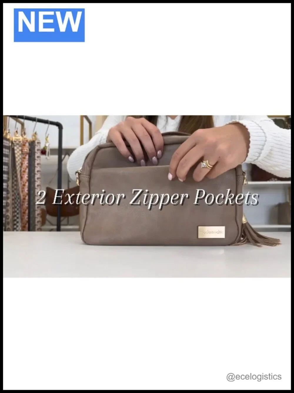 Vegan Leather Crossbody Bag with Matching Wallet, 5 Pockets, Adjustable Strap